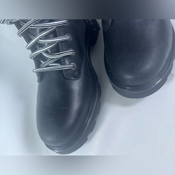 SOREL Lennox Leather Lace STKD Boot in Black Sea Salt NWT NO BOX Size:10 Women’s - Picture 4 of 15